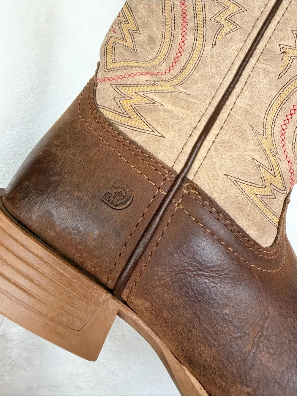 Durango Kids Boots - 8” Western, Coffee/Bone Youth Size US 4.5 M  EU 36M